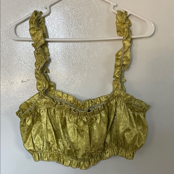 PrettyLittleThing Metallic Gold Green Top US 12 - Picture 1 of 5
